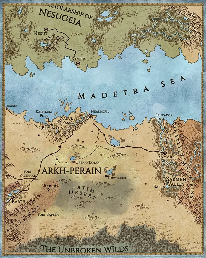 Adventures in Arkh-Perain: A Connected Fantasy Setting